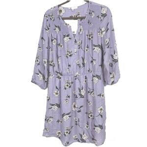 DR2 by Daniel Rainn Smocked 3/4 Sleeve Mini Dress Sz Medium in Lavender NWT